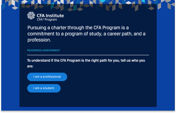 CFA Institute assessment screen 1 of 4