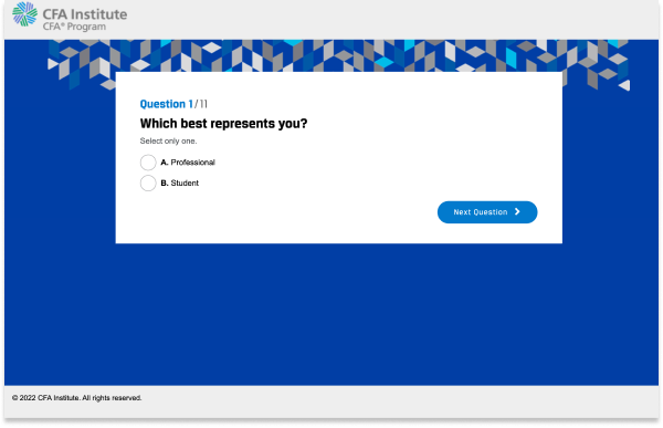 CFA Institute assessment screen 2 of 4