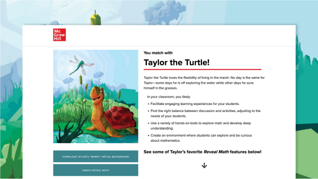 Screenshot of the McGraw Hill teaching style assessment interface
