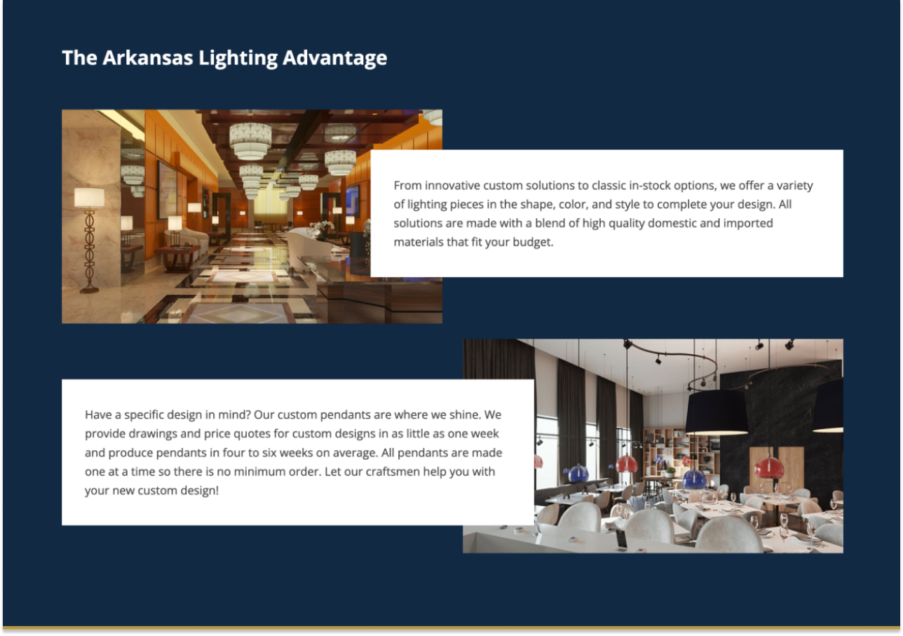 Arkansas Lighting landing page detail