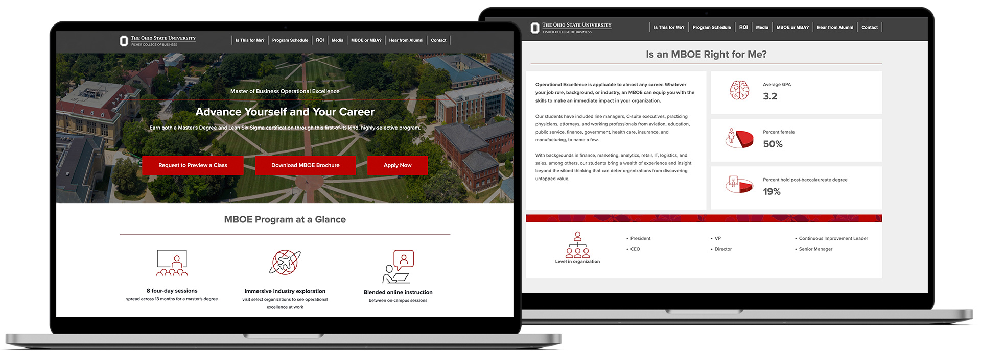 Ohio State Executive Programs website laptop mockup