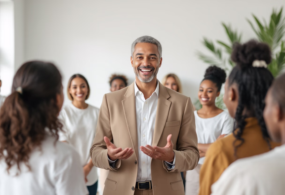 image of a diverse team in a meeting (for a edtech)