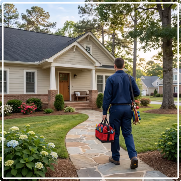 Aero Air technician servicing a home HVAC system