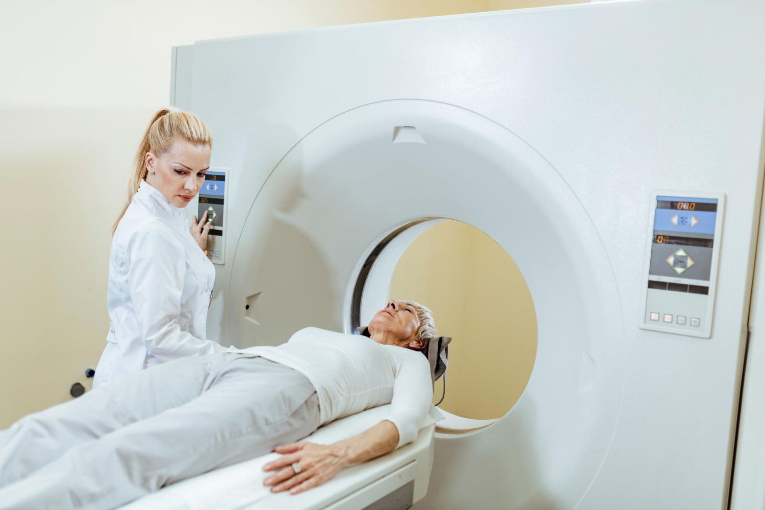 Woman undergoing neck CT