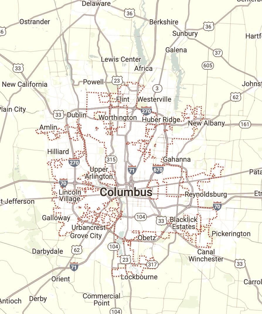 Map of Columbus, Ohio