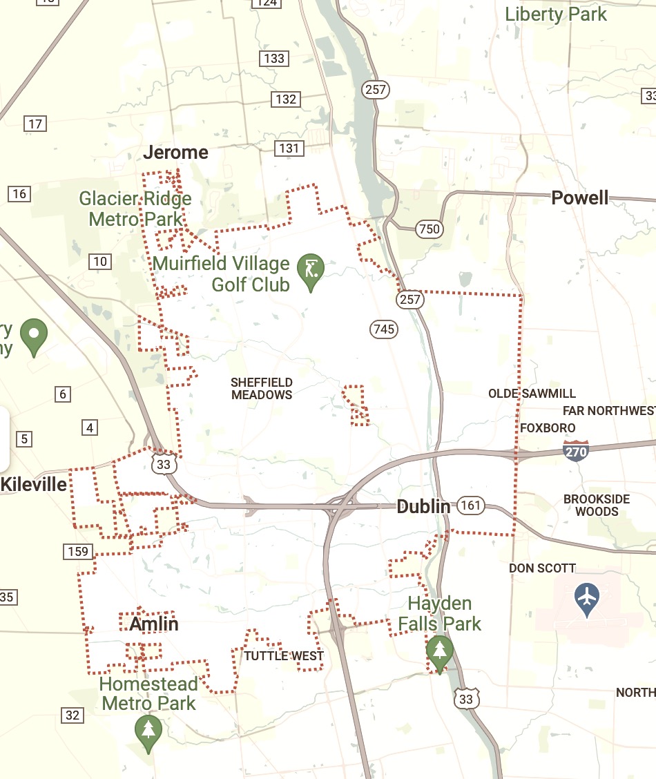 Map of Dublin, Ohio