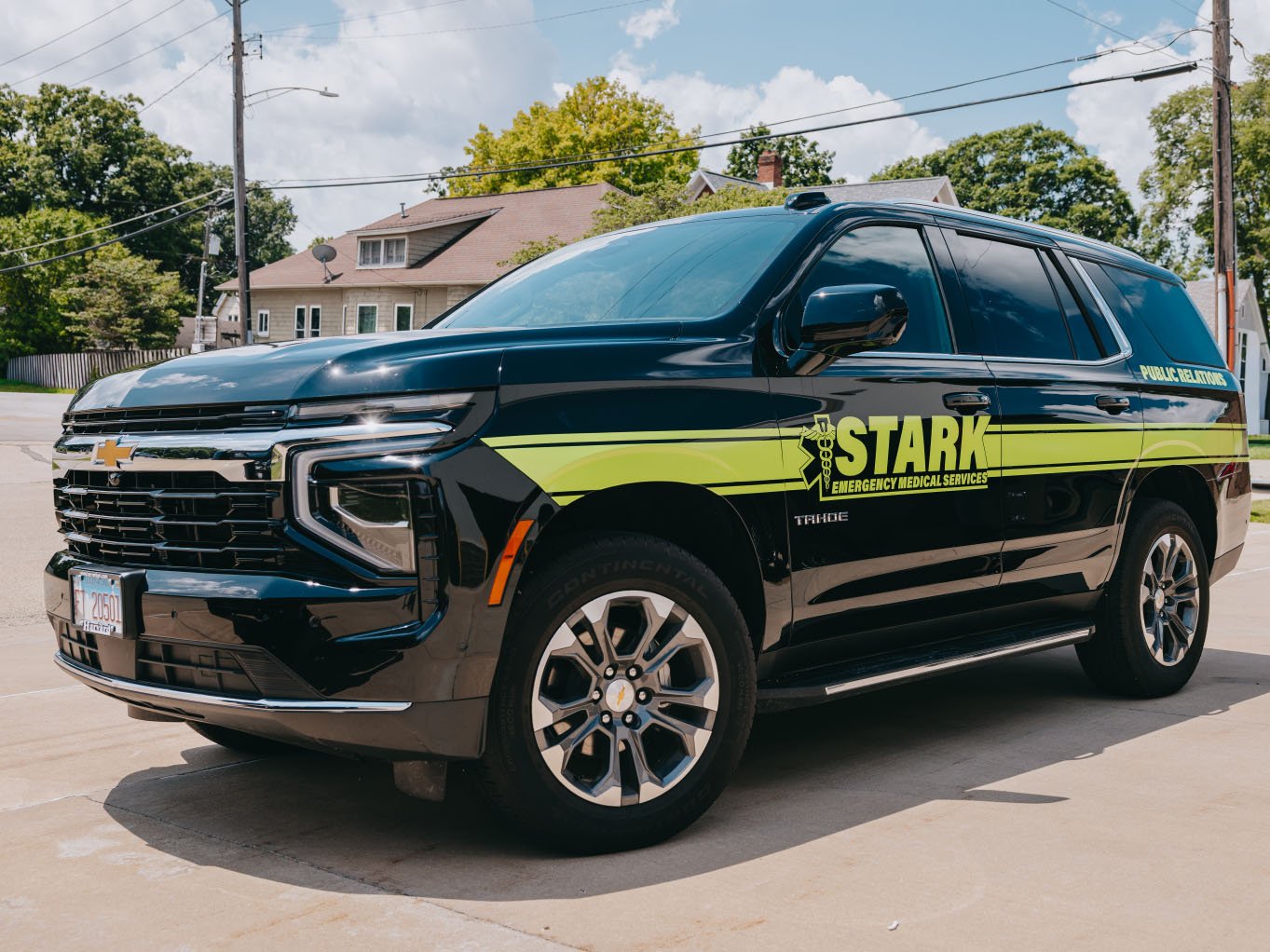 Front view of a Stark County Ambulance response SUV