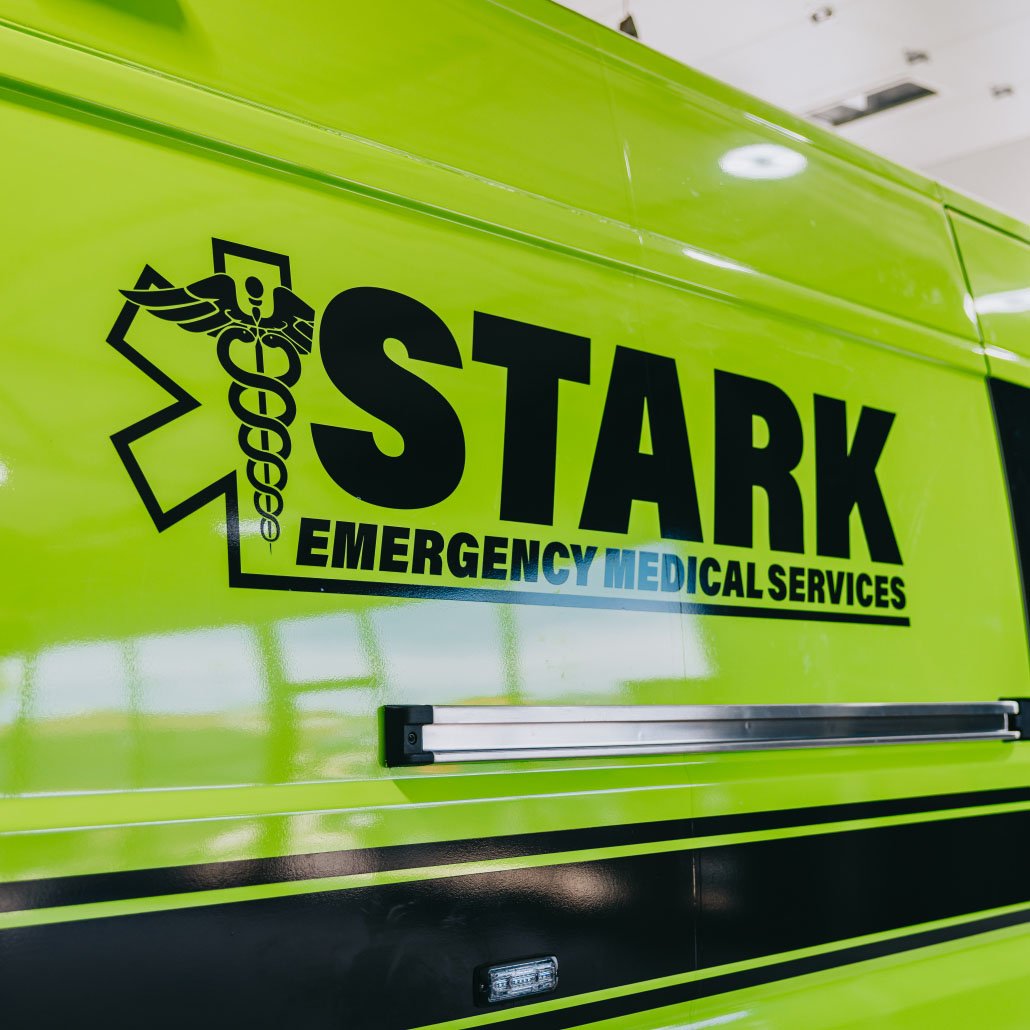 Stark County Emergency Medical Services logo on an ambulance