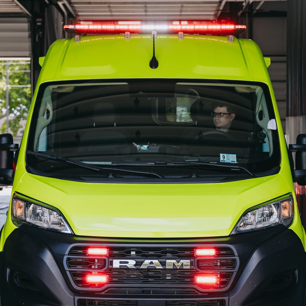 Stark County ambulance with emergency lights active