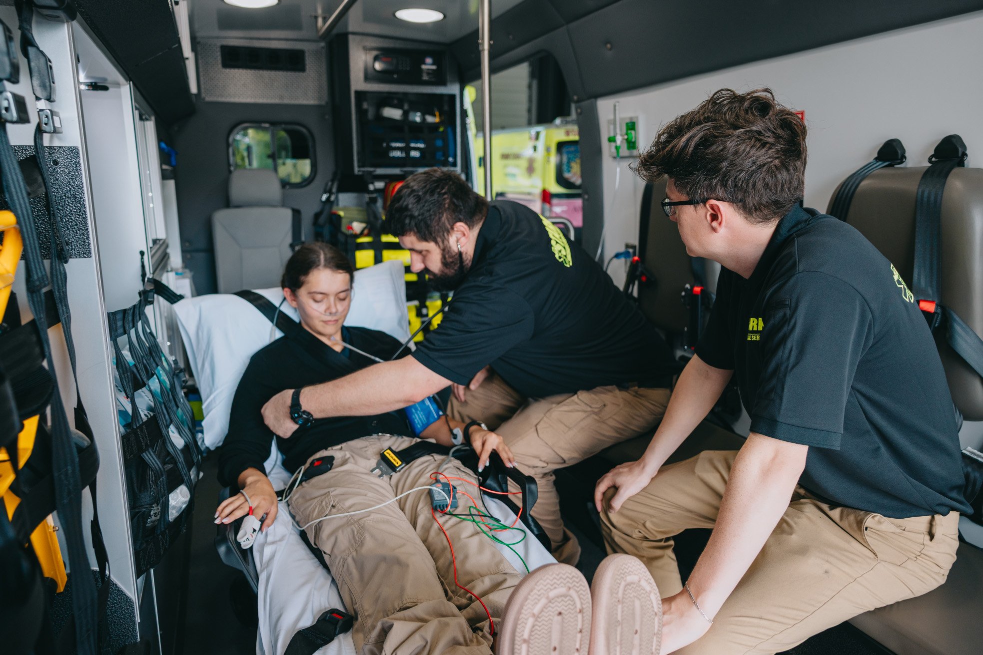 Stark County paramedics treating a patient inside an ambulance
