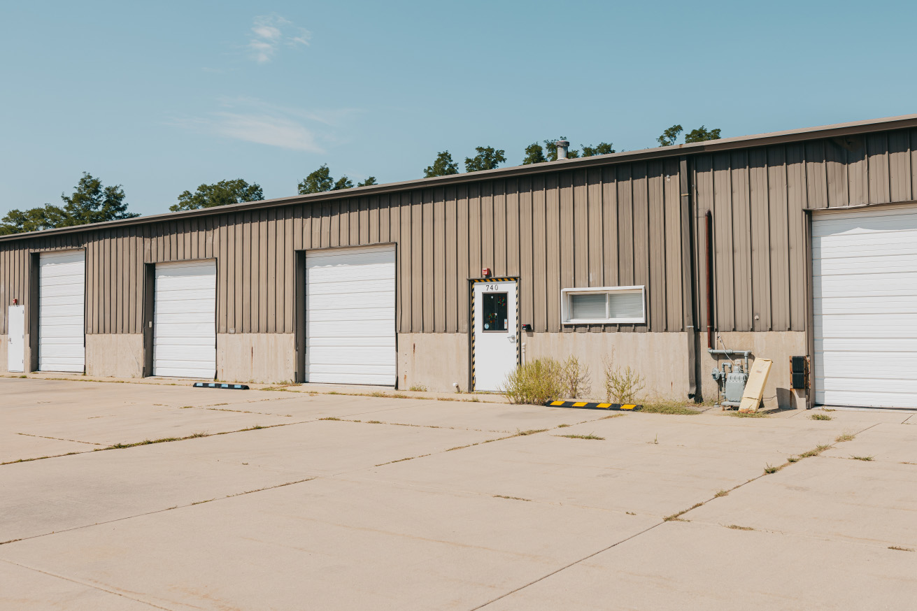 Apparatus bays at the Stark County Ambulance Ottawa station in LaSalle County, Illinois