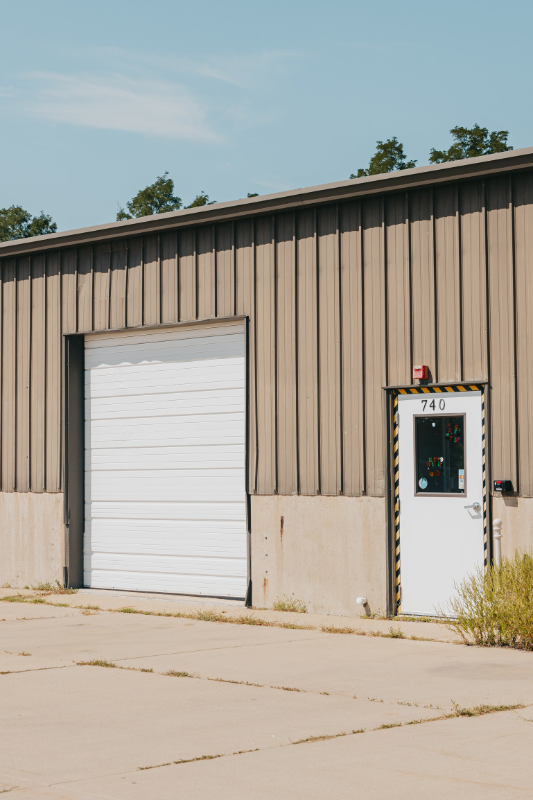 Bay door and marked 740 entrance at the Stark County Ambulance Ottawa station in Ottawa, Illinois