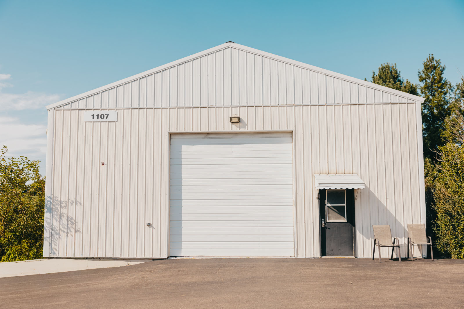 Front of the Stark County Ambulance Washington station with its apparatus bay and crew entry