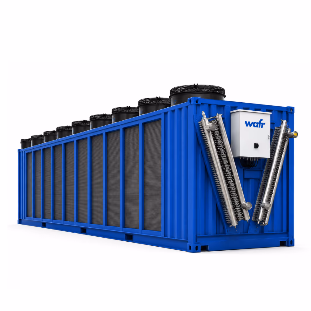 Containerized adiabatic dry cooler unit