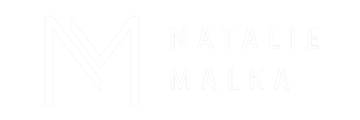 Logo showing stylized letters N and M with the name Natalie Malka in white on black background.