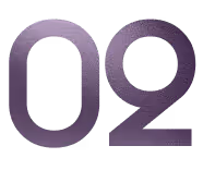 Stylized number 02 in purple textured font on white background.
