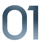 Number zero one in a gradient blue-gray tone with a subtle texture.