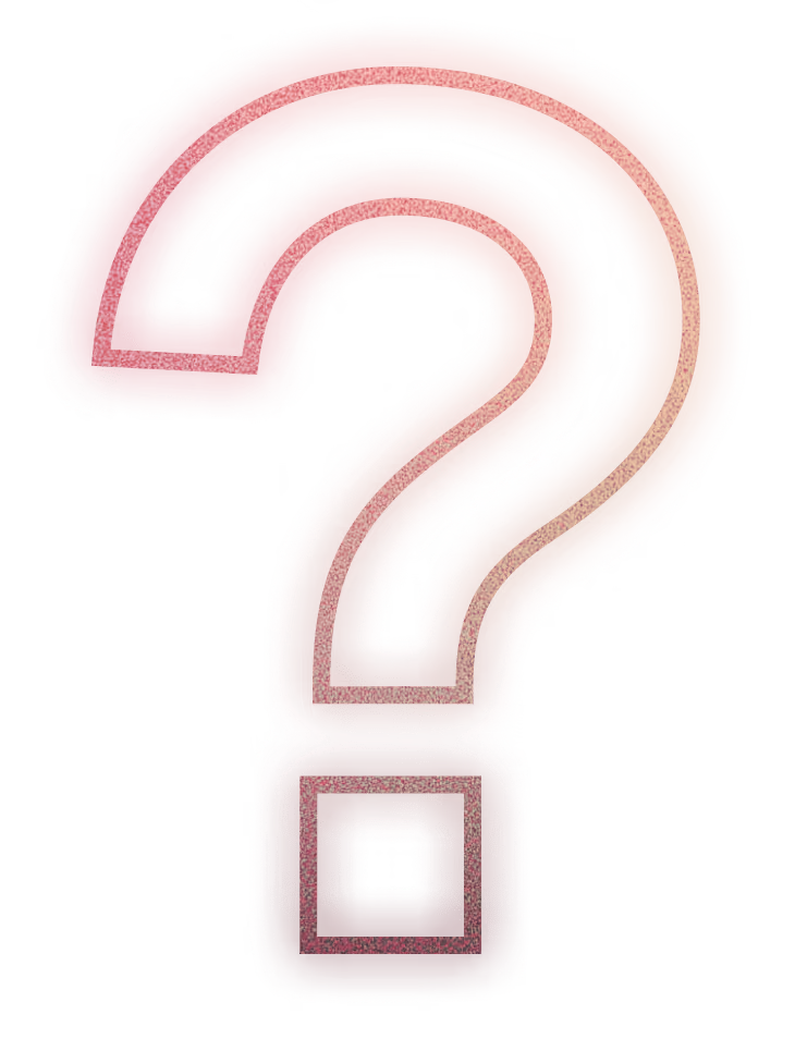 Pink and purple gradient question mark with a textured pattern on a transparent background.