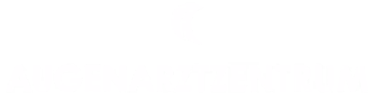 Logo with two crescent shapes above the word AUGENARZTZENTRUM in bold uppercase letters.