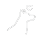 Line drawing of a cat with a heart above its head.