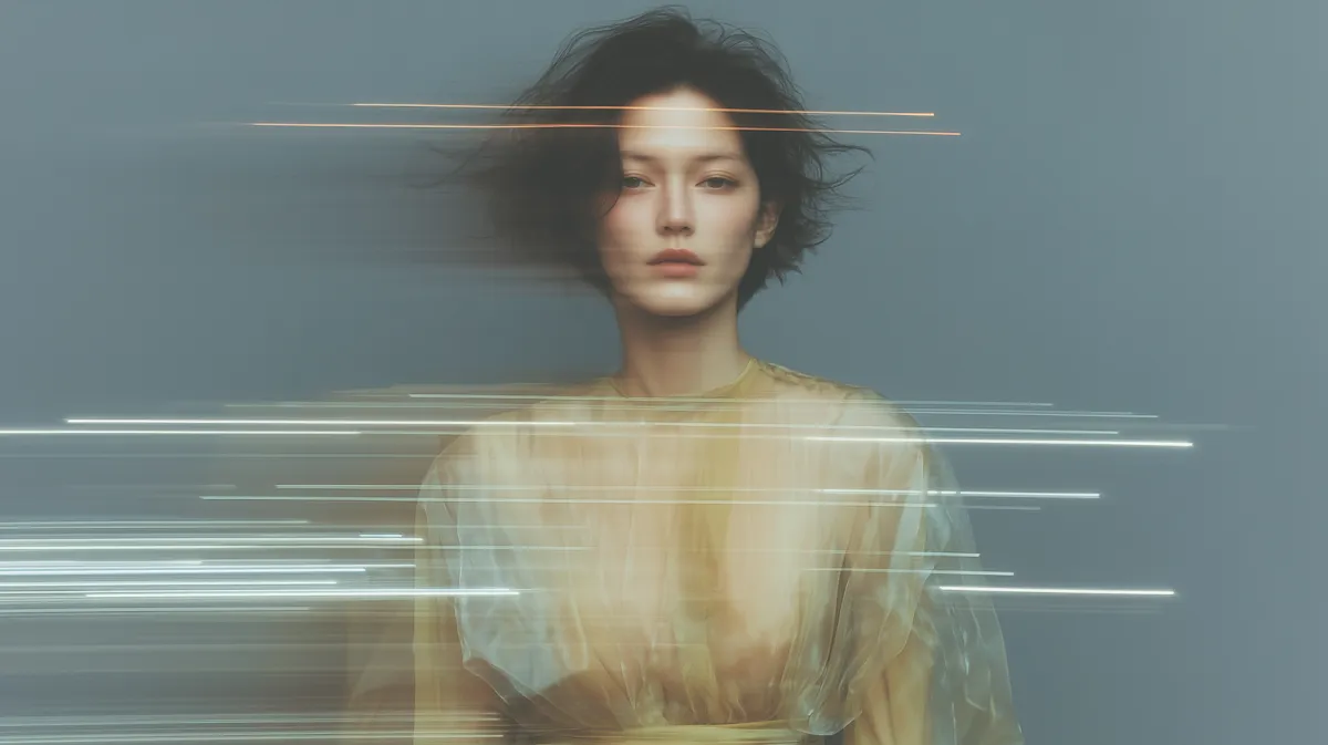Portrait of a woman illuminated by dramatic directional light.