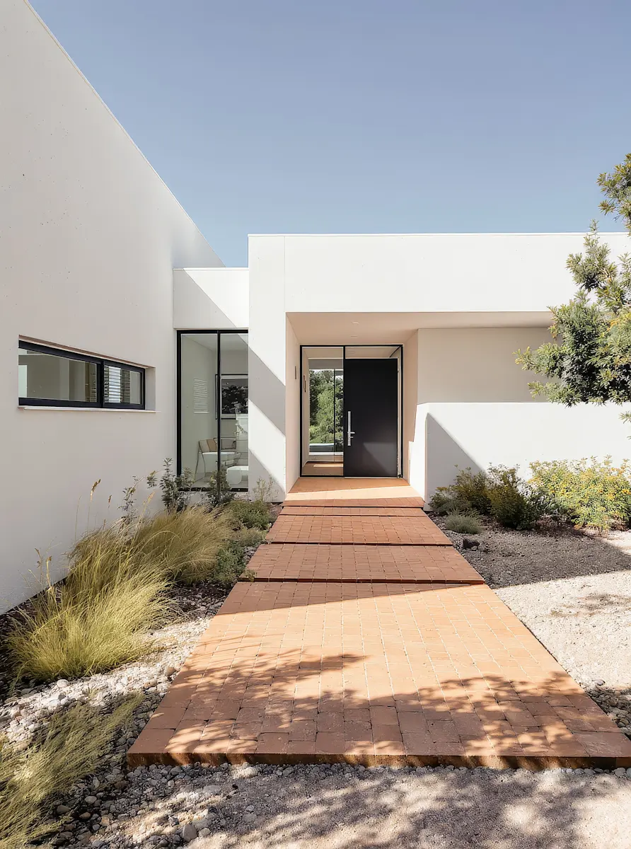 Entrance to a modern architectural building with a clean contemporary design.