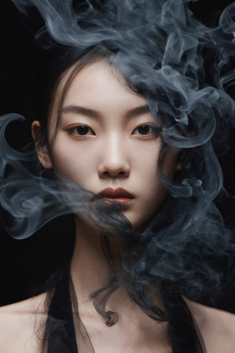 Woman photographed in an ethereal editorial portrait.