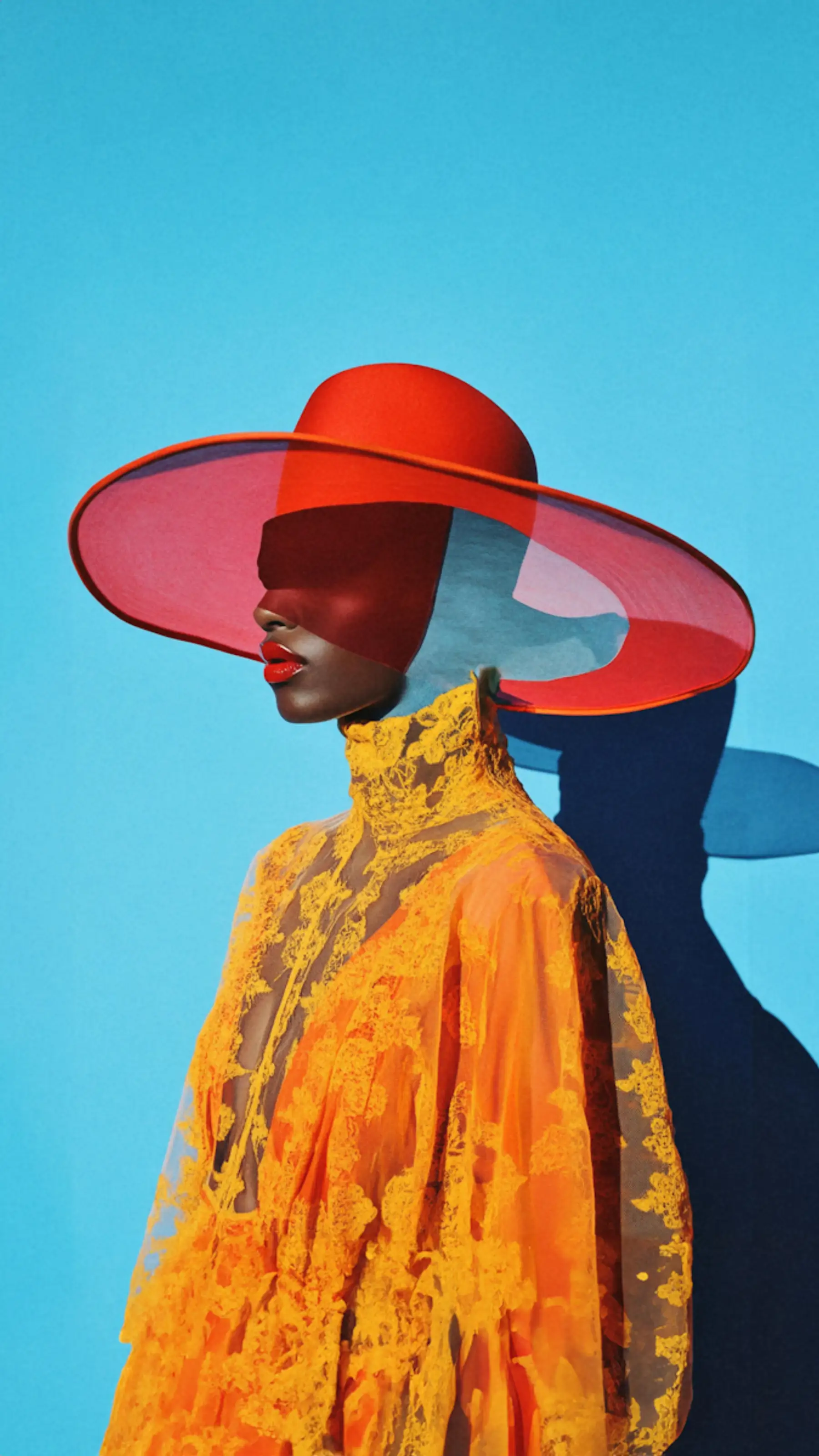 Bold contemporary fashion portrait with expressive styling.