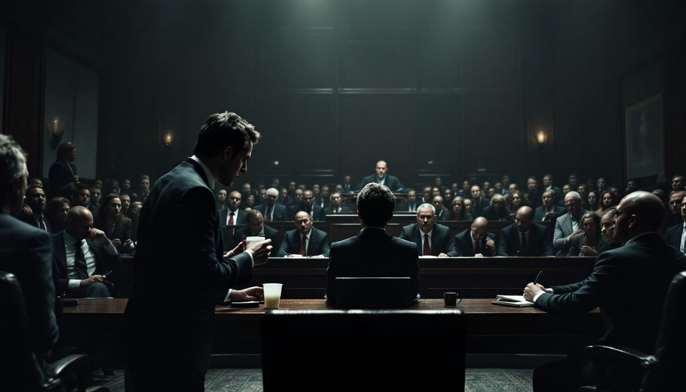 A courtroom setting where depositions are being used in US proceedings.