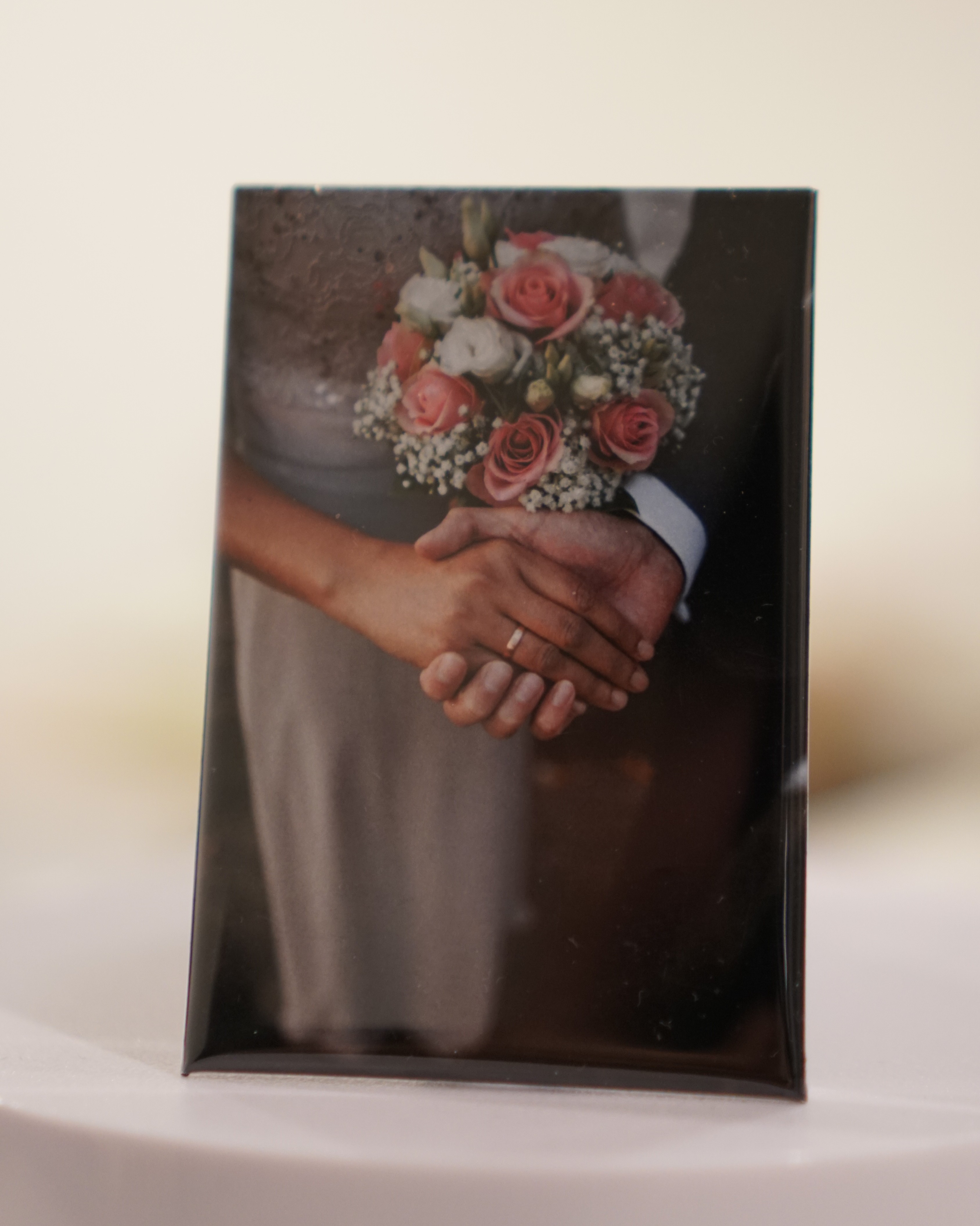 Wedding guests posing for a printed photo magnet keepsake