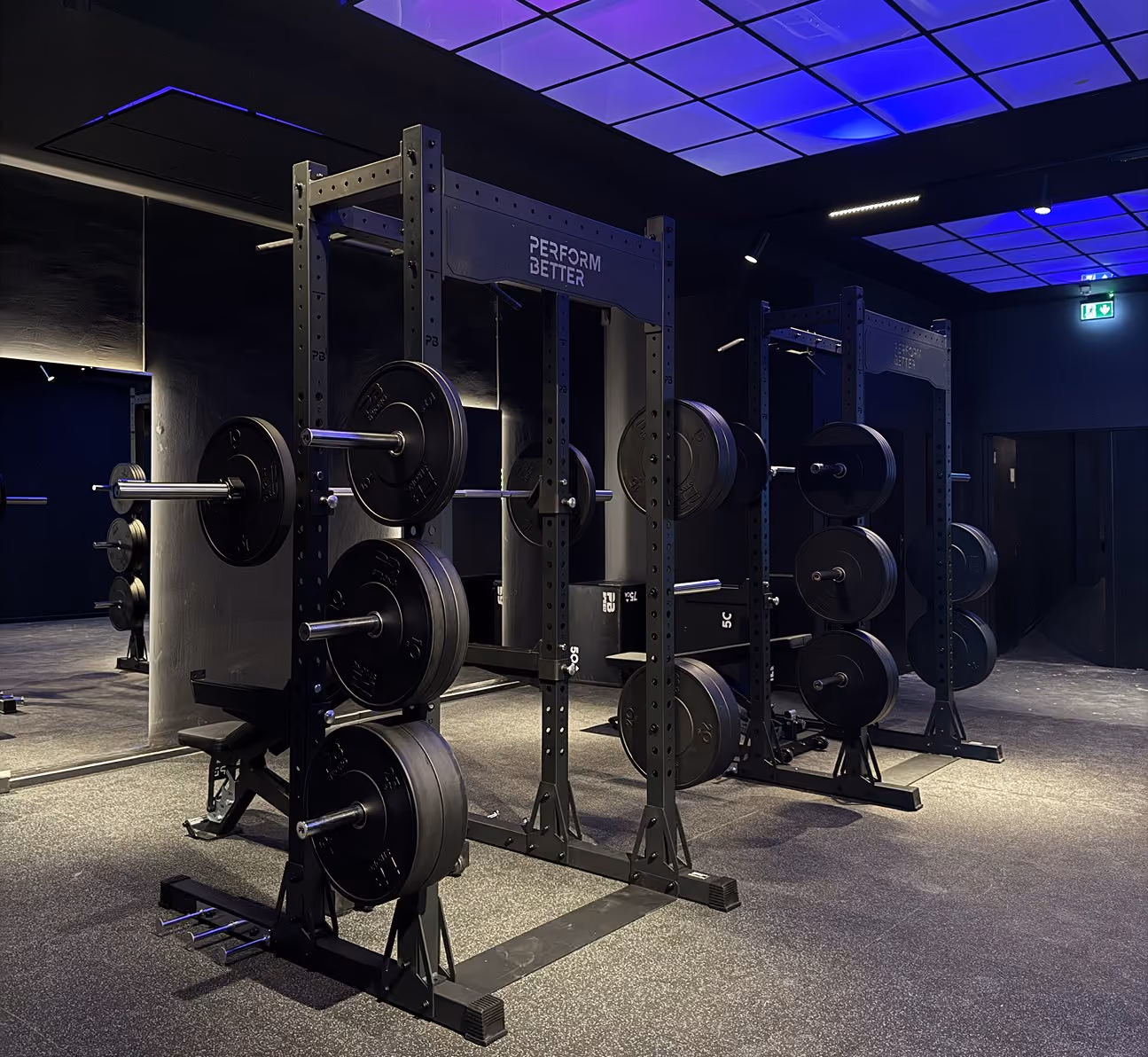 squat racks in the strength room