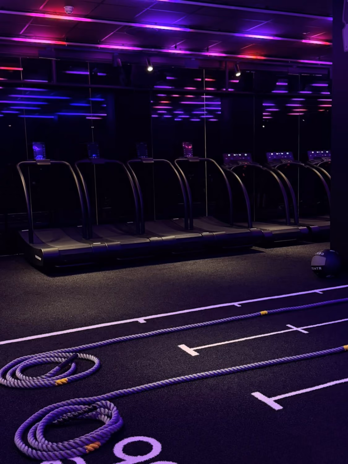 treadmills and battle ropes on the Copenhagen floor