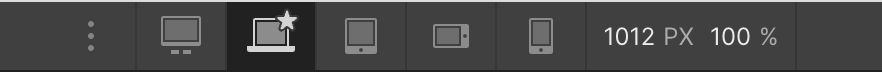 The breakpoint bar in the Webflow Designer showing desktop, tablet and mobile views