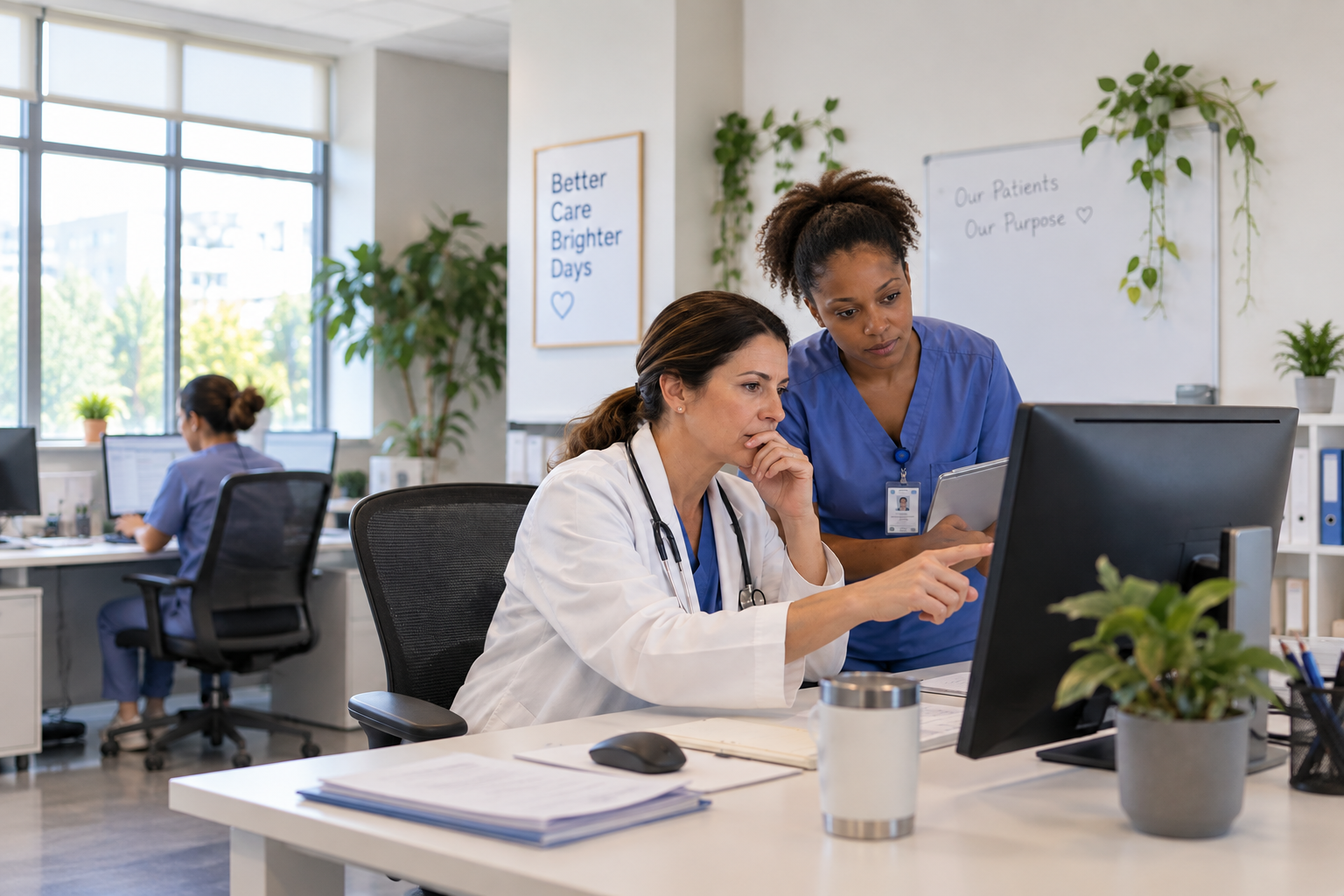 Nurse in a care team call center