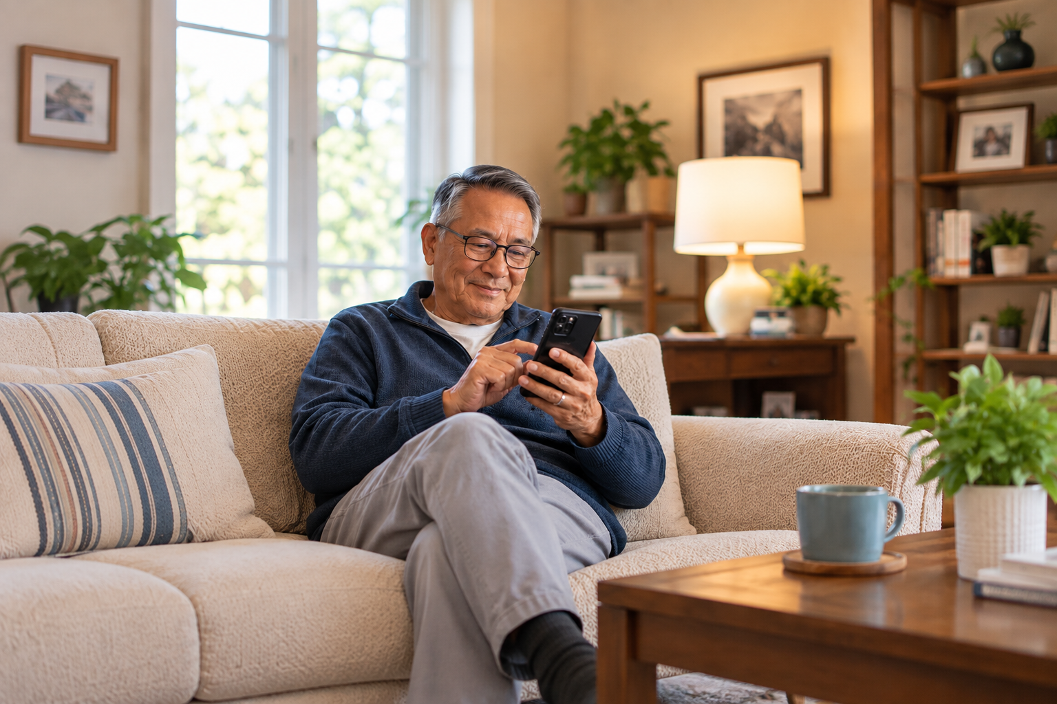 Person on their phone after discharge