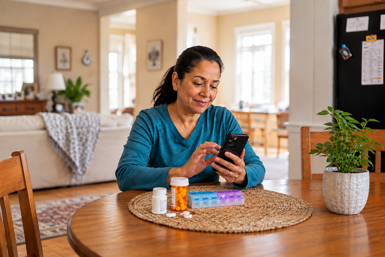 Person checking a care message on their phone