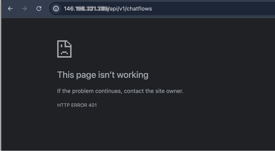 Flowise server returning HTTP 401 Unauthorized on an API request