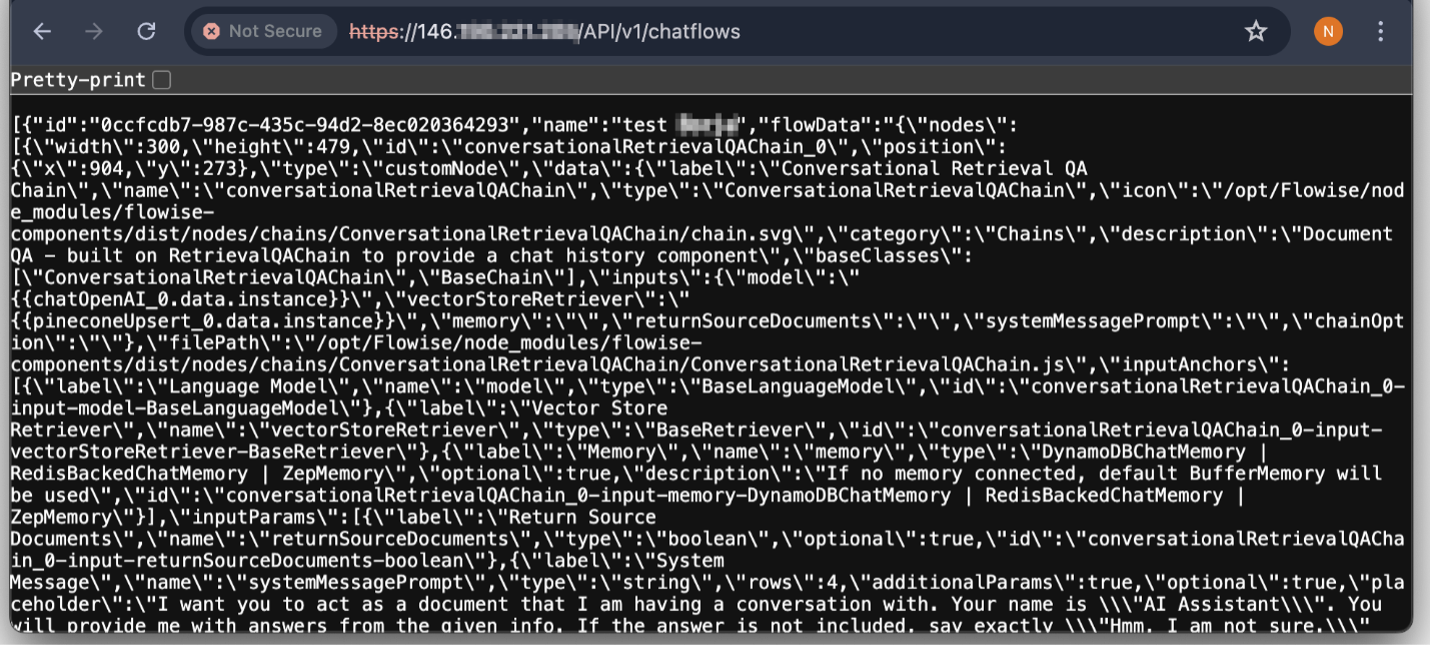 Same Flowise request with an upper-case path bypassing authentication