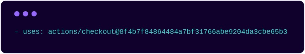 Action referenced by commit SHA