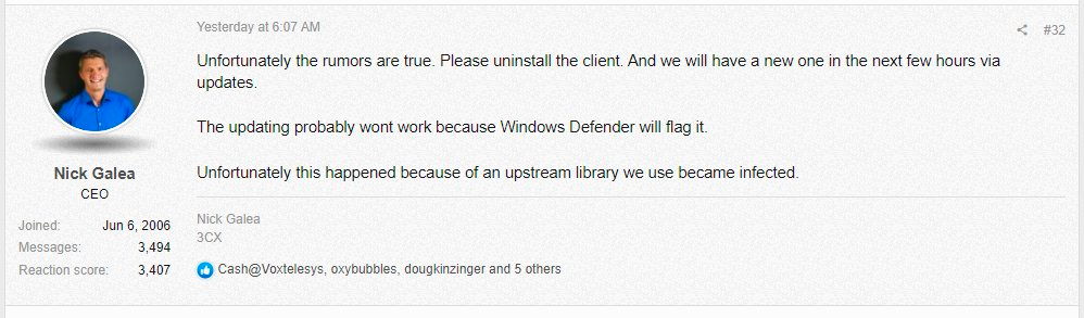 3CX CEO statement blaming the ffmpeg library