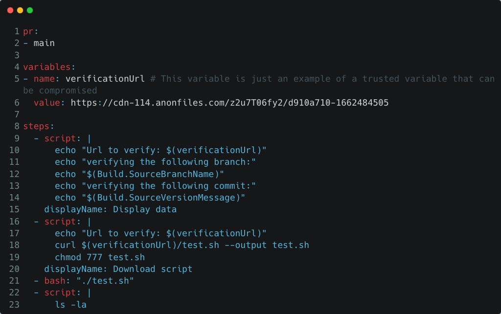 Azure Pipelines YAML example