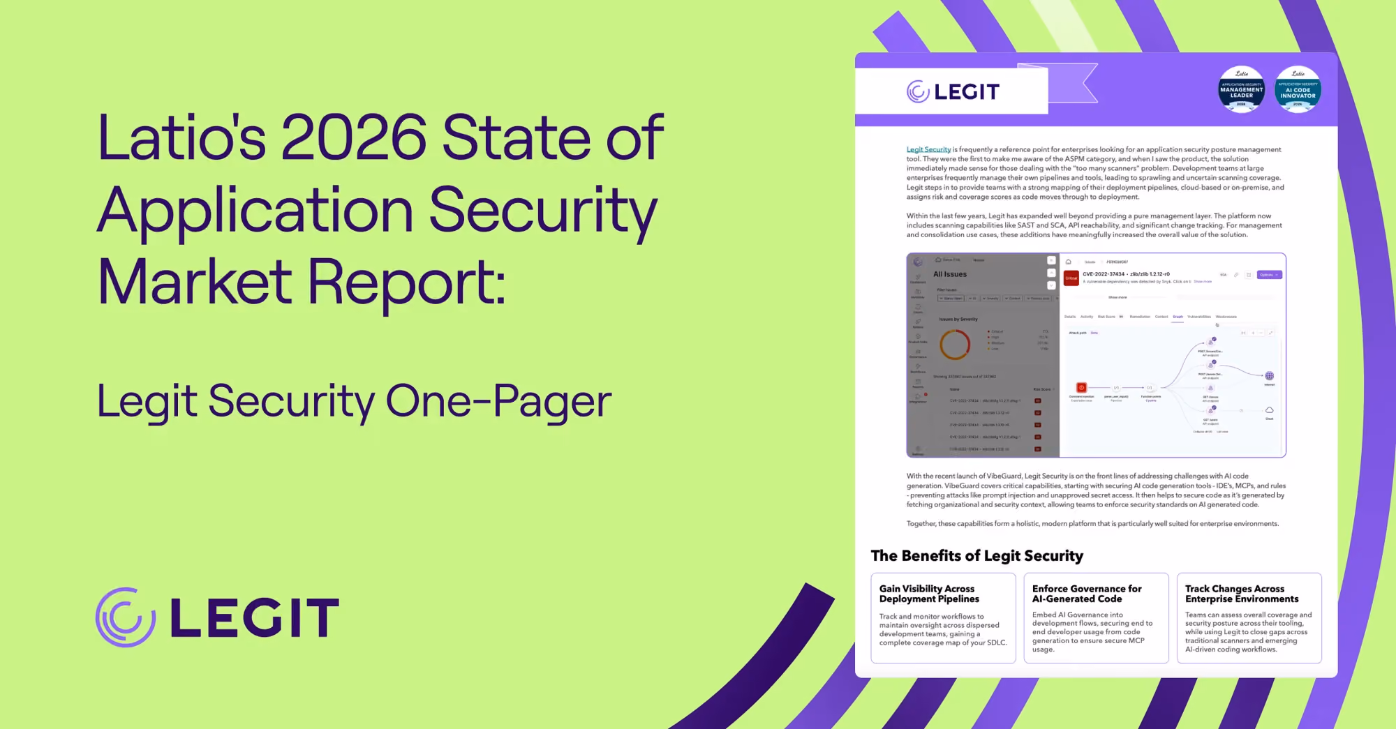 Latio's 2026 State of Application Security Market Report: Legit Security One-Pager cover