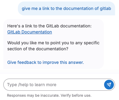 Duo response rendering a Markdown link with a custom label
