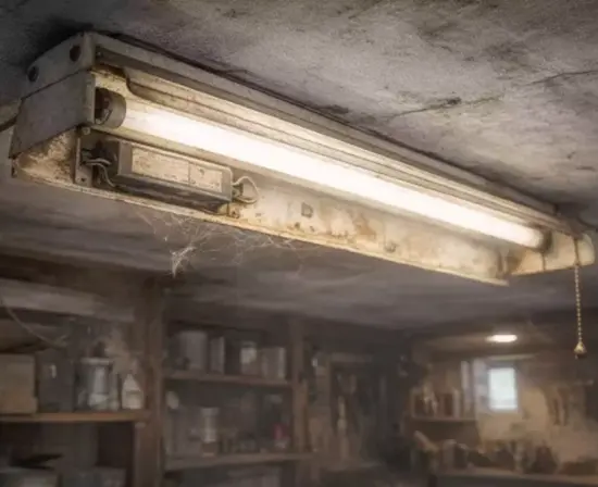Ancien ballast d'éclairage démonté d'un plafond technique