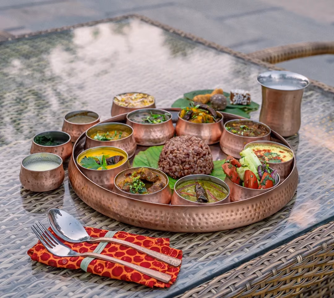 Kumaoni thali served on copper at Aahana