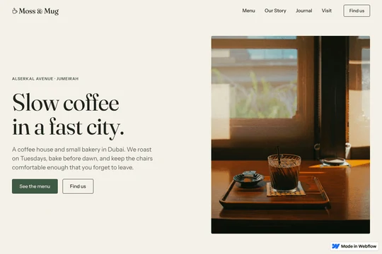 Moss and Mug café website