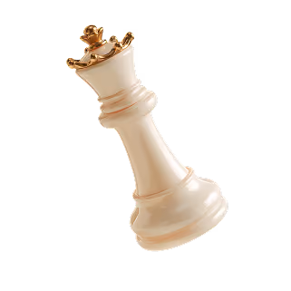 A white chess king piece with a gold crown top, tilted against a black background.
