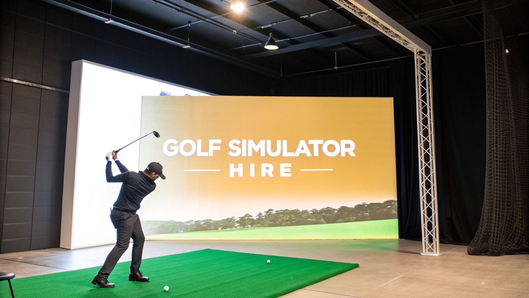 A golf simulator in use