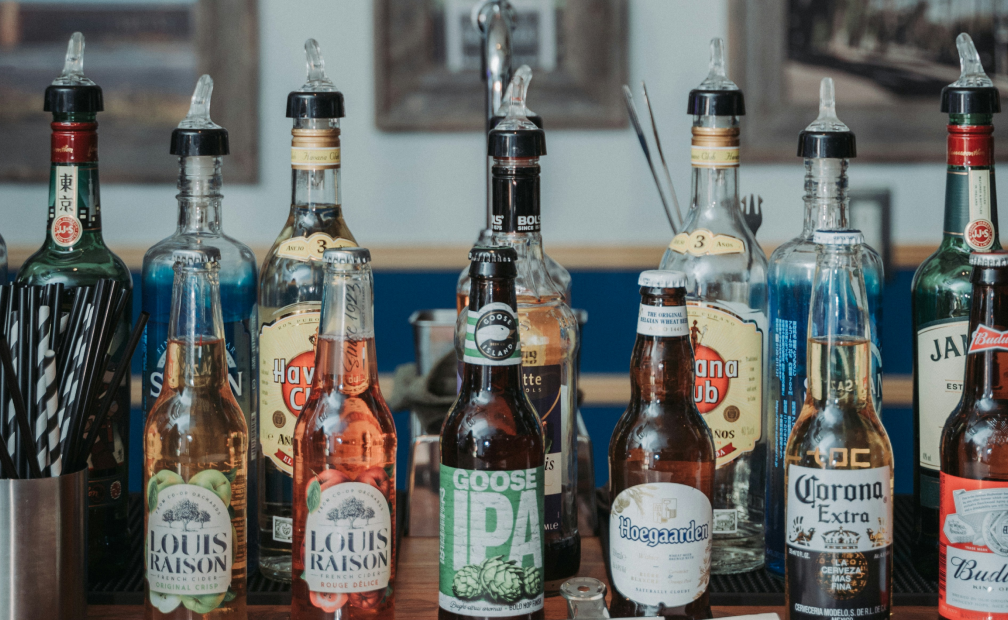A collection of alcoholic drinks