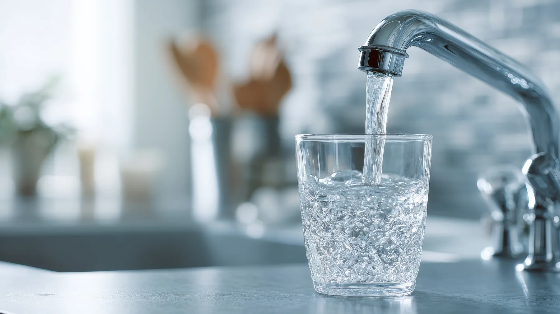 Trinkwasser wird in ein Glas gefüllt